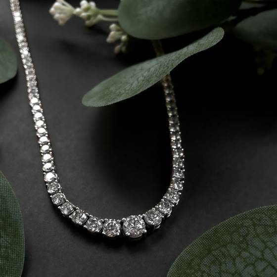 15.73ct SI/VS/G-H Round Diamond Tennis Necklace