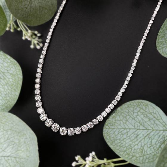 20.00ct VVS/D-E 15 Inches Lab Grown Round Diamond Tennis Necklace