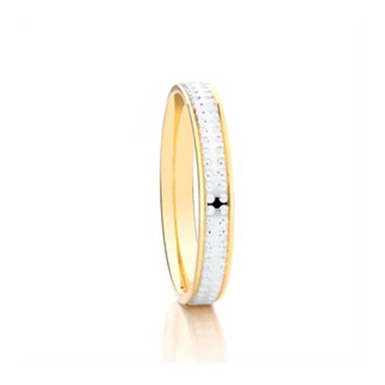 3mm Two Tone Plain Wedding Band, Size M