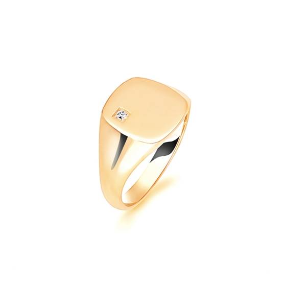 9ct Yellow Gold Gents Cushion Signet Ring