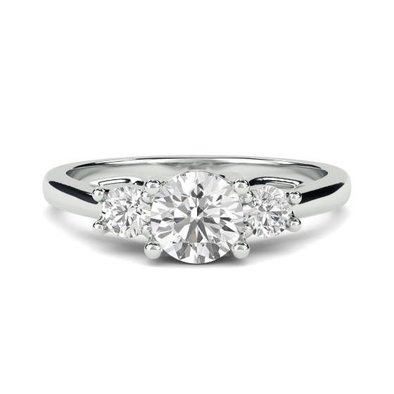 0.65ct SI2/G Unique Round Diamond Trilogy Ring