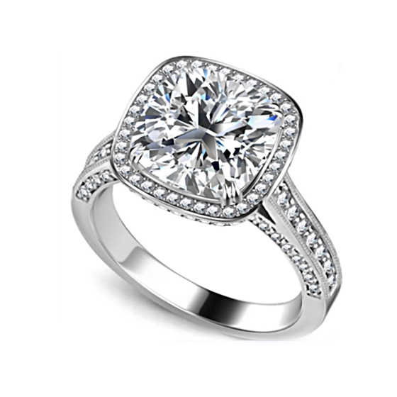 0.90ct SI2/F Princess Diamond Single Halo Ring