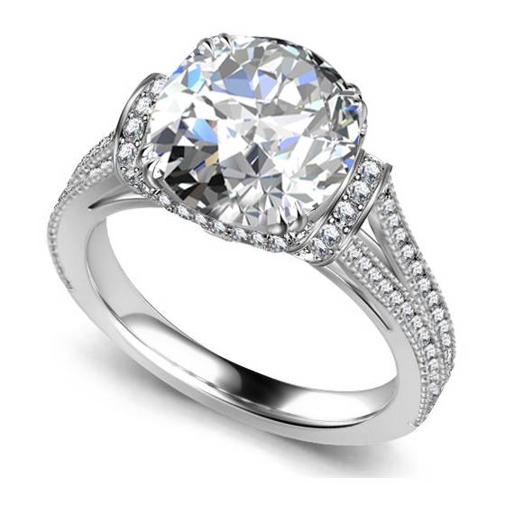 1.10ct VVS2/E Round Diamond Vintage Ring