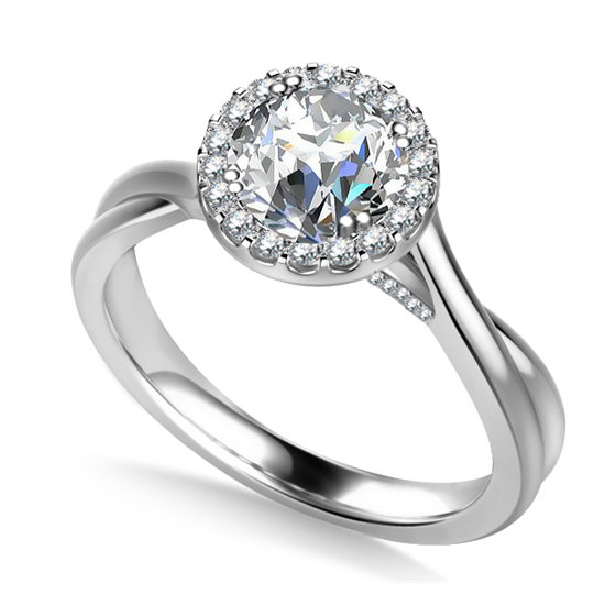 0.75ct VS2/E Round Diamond Halo Ring