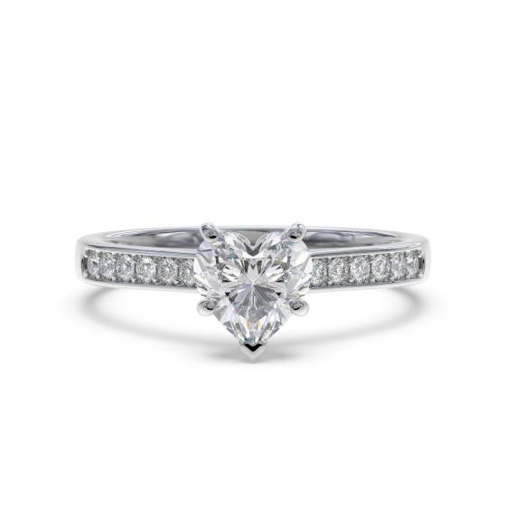 0.45ct VS/F Heart cut Diamond Shoulder Set Ring