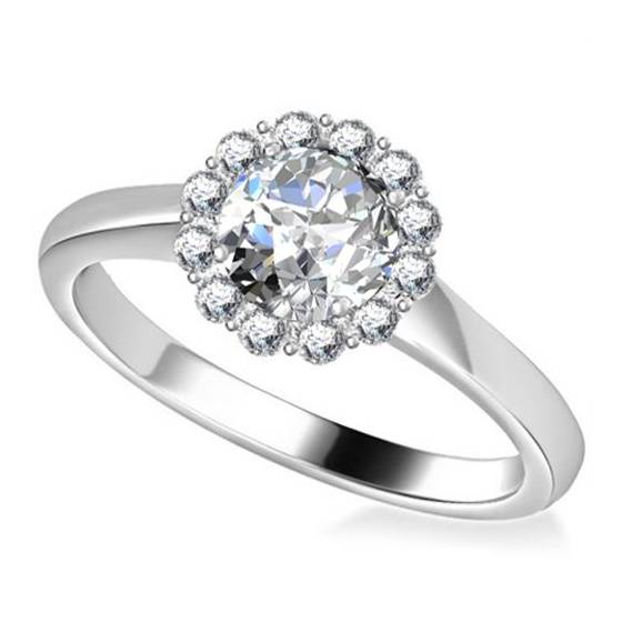 0.55ct VS/F-G Round Diamond Single Halo Ring