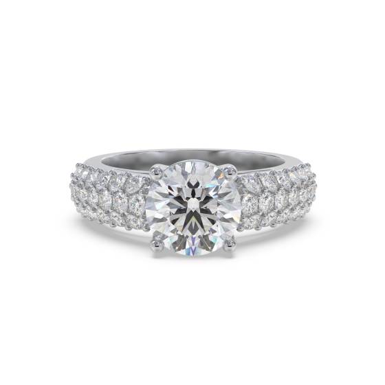 1.00ct SI1/F Round Diamond Shoulder Set Ring