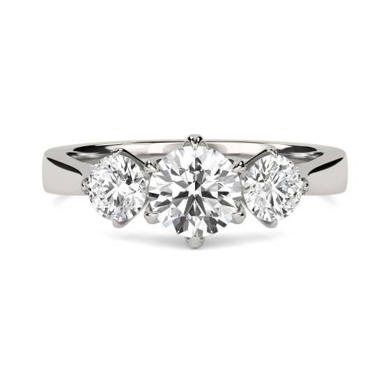 0.75ct SI1/F-G Elegant Round Diamond Trilogy Ring