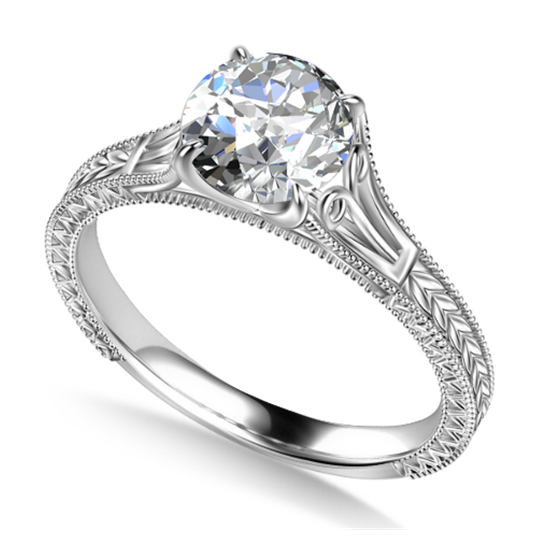 0.90ct SI2/G Round Solitaire Vintage Diamond Ring