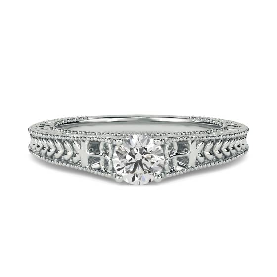 0.30ct SI1/G Unique Single Round Diamond Vintage Filgree Style Ring