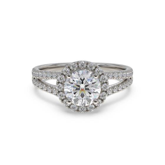 1.30ct I1/F Round Diamond Single Halo Shoulder Set Ring