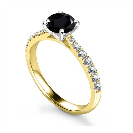 0.75ct SI/F-G Round Black Diamond Shoulder Set Ring