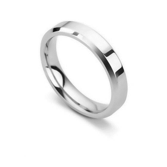 Bevelled Edge Wedding Ring - 4mm width, 1.4mm depth