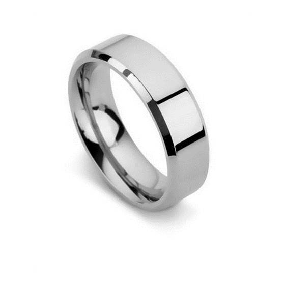 Bevelled Edge Wedding Ring - 6mm width, 1.4mm depth