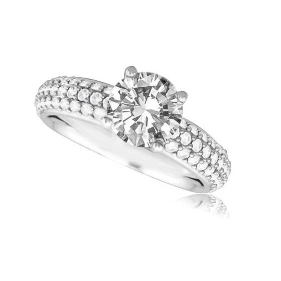 1.40ct SI1/G Round Diamond Shoulder Set Ring