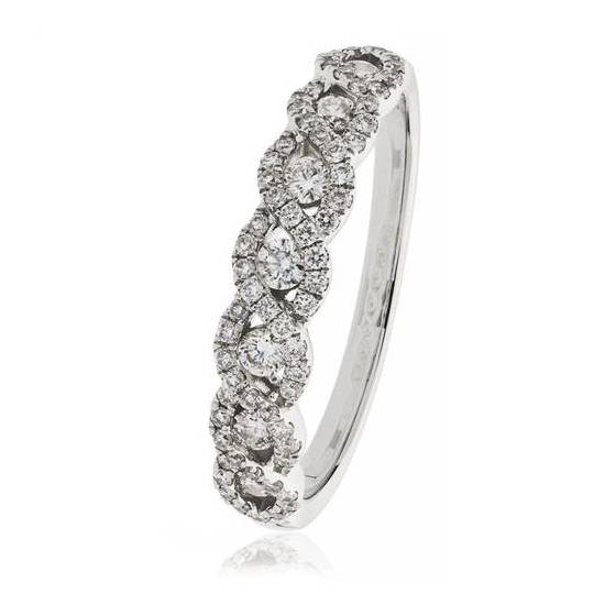 0.46ct SI/E-F Elegant Round Diamond Cross Over Dress Ring