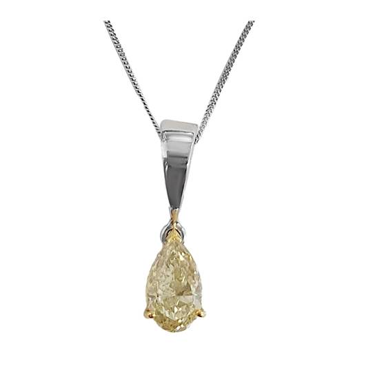 1.01ct SI2/FY Pear Fancy Yellow Solitaire Pendant