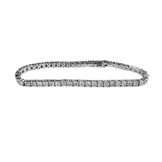 3.43ct VVS/H-I Round Diamond Single Row Tennis Bracelet