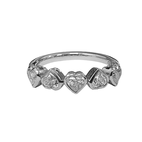 0.96ct VS/F-G Heart Cut 5 Stone Diamond Ring