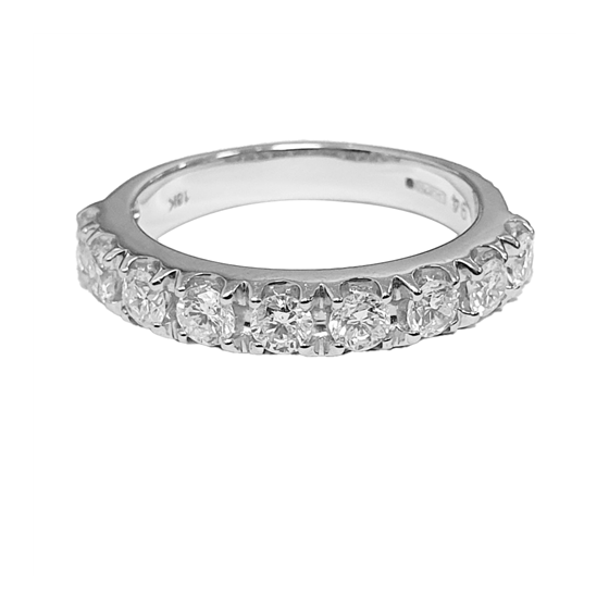 1.05ct SI/F-G Claw Set Round Diamond Half Eternity Ring