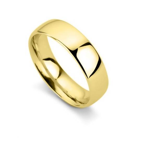 6mm Court Shaped Wedding Band, Size U, 9ct Yellow Gold