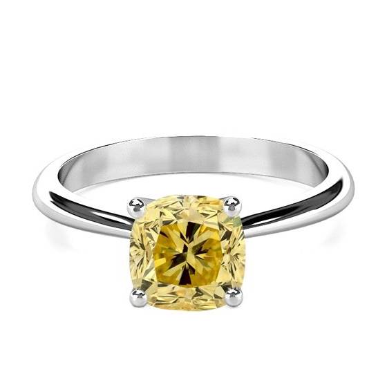 0.55ct VVS2/FY Cushion Yellow Diamond Engagement Ring