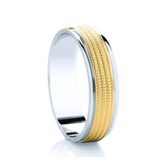 5mm Two Tone Patterned Wedding Ring