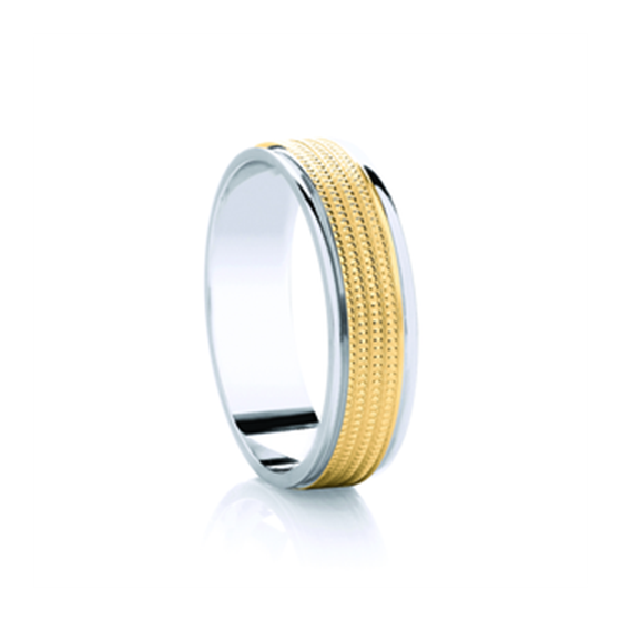 5mm Two Tone Patterned Wedding Ring