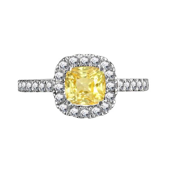 0.85ct VS2 Cushion Yellow Diamond Ring