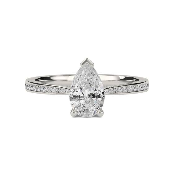 0.85ct VS1/F Pear cut Diamond Shoulder Set Ring