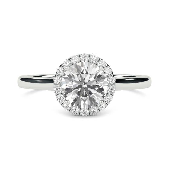 0.85ct SI2/F Round cut Diamond Halo Ring
