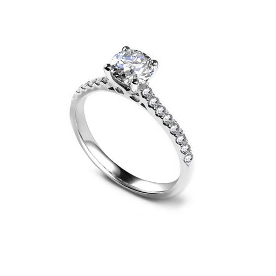 1.15ct SI2/G Round Diamond Shoulder Set Ring