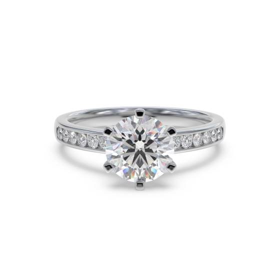 0.60ct VS2/E Round Diamond Shoulder Set Ring