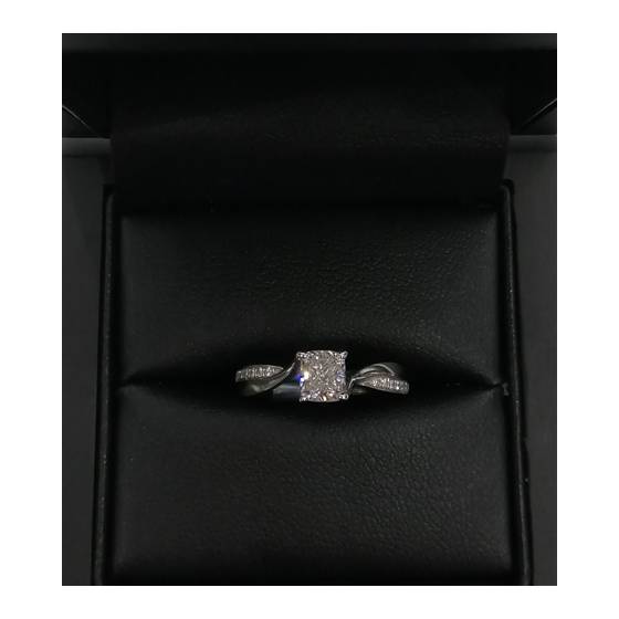 GIA Certified 1.00ct SI1/D Cushion Diamond Shoulder Set Ring