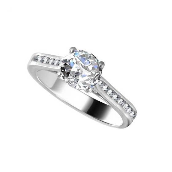 1.10ct SI1/D Round Shoulder Set Diamond Engagement Ring