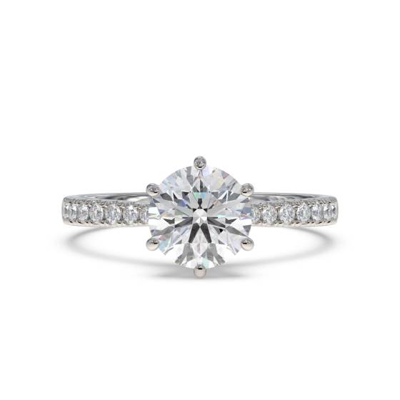 1.10ct SI2/E Round Diamond Shoulder Set Engagement Ring