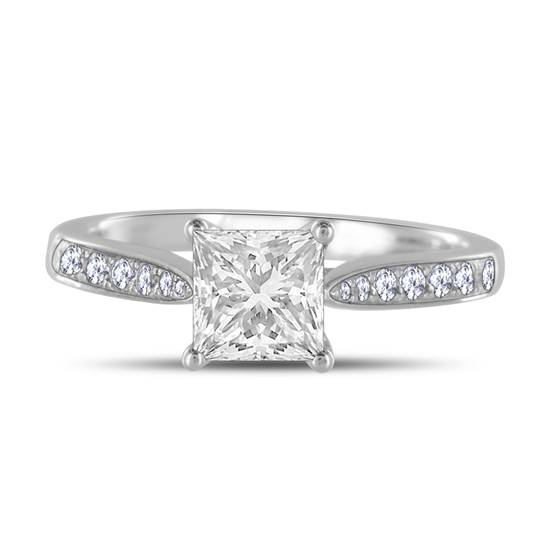 0.90ct SI1/F Princess Diamond Shoulder Set Ring