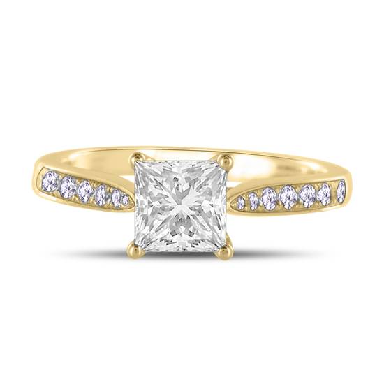 0.85ct SI2/E Princess Diamond Shoulder Set Ring