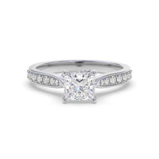 0.50ct SI2/F Princess cut Diamond Shoulder Set Ring