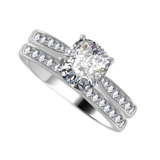 1.00ct VVS2/E Cushion Diamond Bridal Set