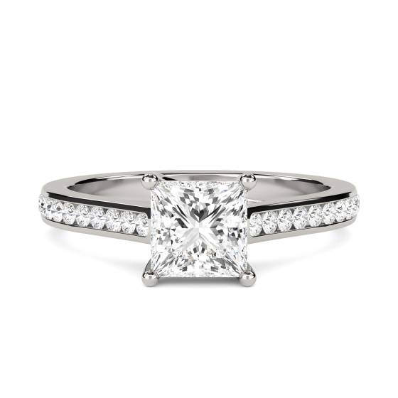 1.01ct I1/F Princess Diamond Shoulder Set Ring