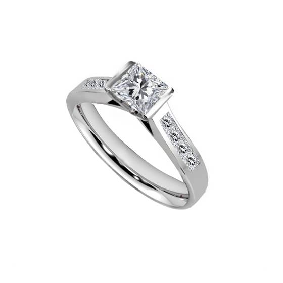 0.75ct SI1/G Princess Diamond Shoulder Set Ring