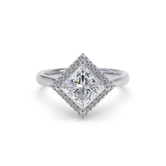 1.00ct VS/F Princess cut Diamond Halo Shoulder Set Ring