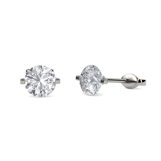 0.15ct VS/E-F Unique Two Prong Round Diamond Stud Earrings