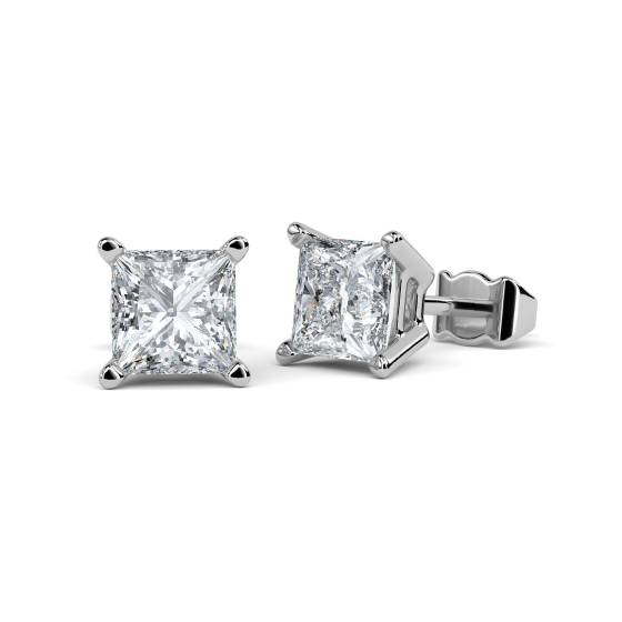 1.20ct VS2/G Lucida Princess Cut Diamond Earrings