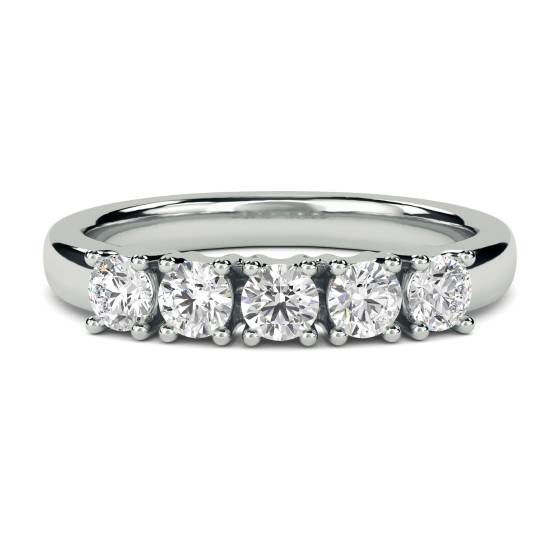 0.50ct SI1/F 5 Stone Round Diamond Half Eternity Ring