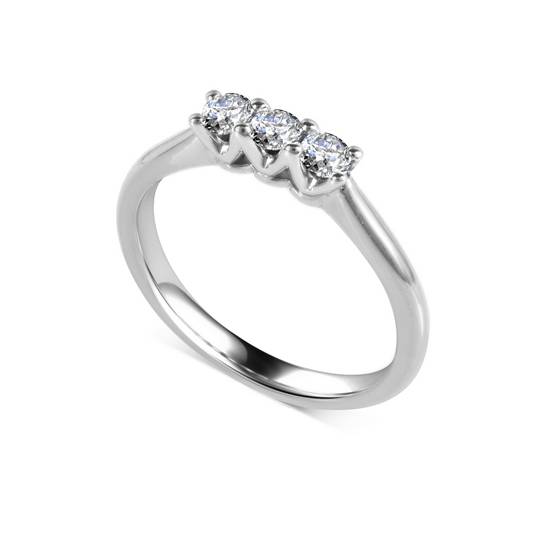 0.75ct VS/E-F Round Diamond Trilogy Ring