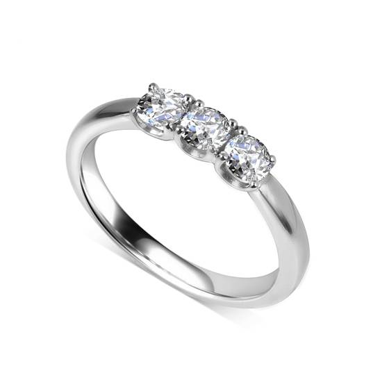 0.51ct VS/E-F Traditional Round Diamond Trilogy Ring