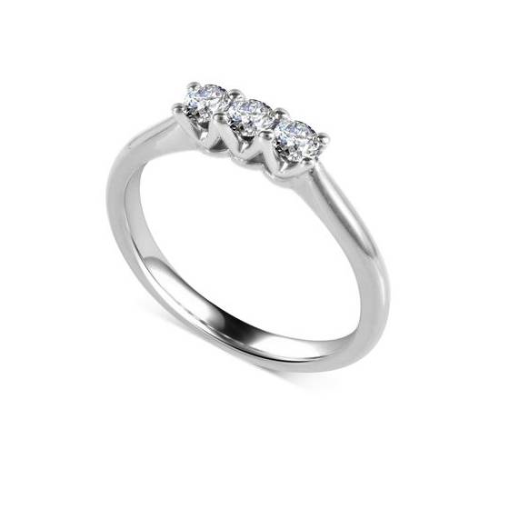 0.30ct VS/E-F Traditional Round Diamond Trilogy Ring