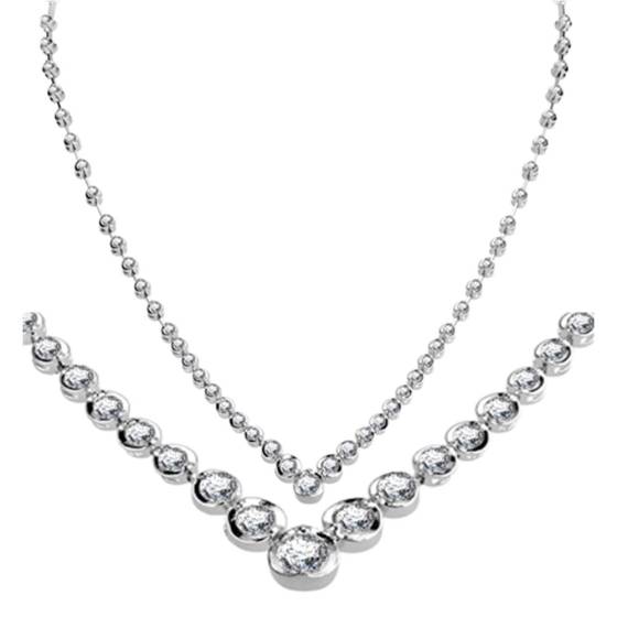 1.75ct VVS/E-F Elegant V Shaped Round Diamond Necklace